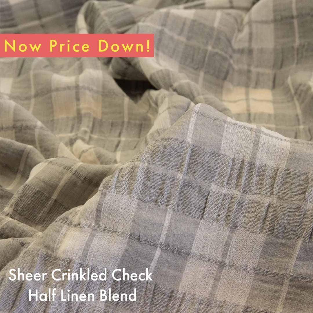 ǿä󥯥åSheer Crinkled Check – Half Linen Blend25165-2 졼