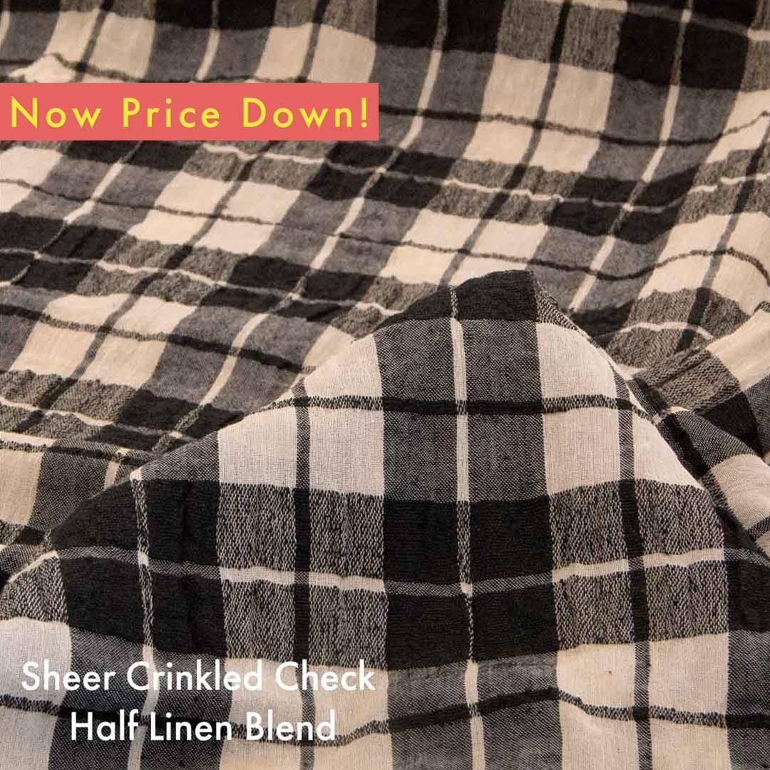 ǿä󥯥åSheer Crinkled Check – Half Linen Blend25165-4 ֥å