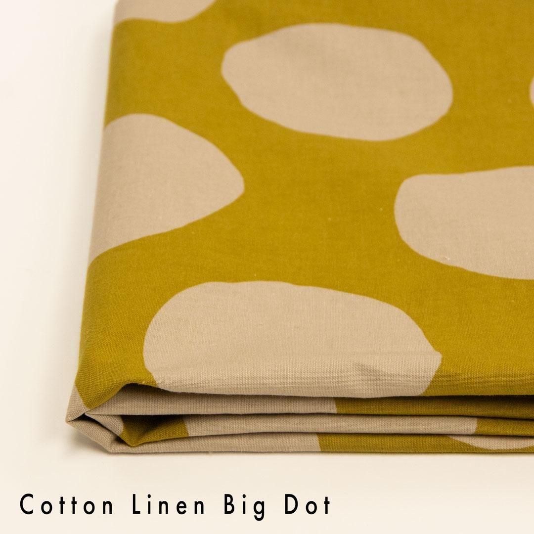 コットンリネンビッグドット|Cotton Linen Big Dot|25238-2 マスタード ベージュ