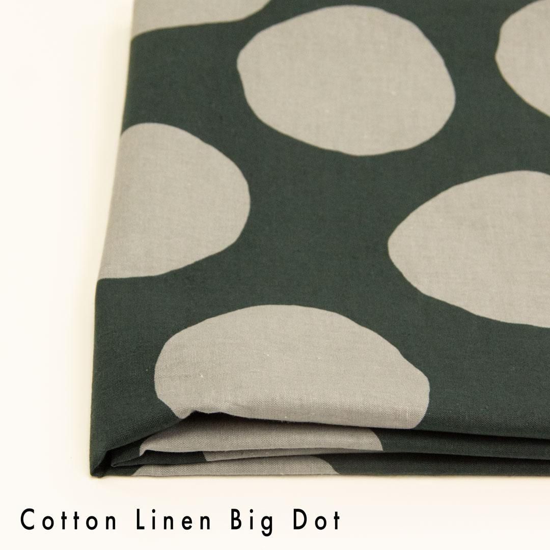 コットンリネンビッグドット|Cotton Linen Big Dot|25238-4 ダークグリーン ライトグレー
