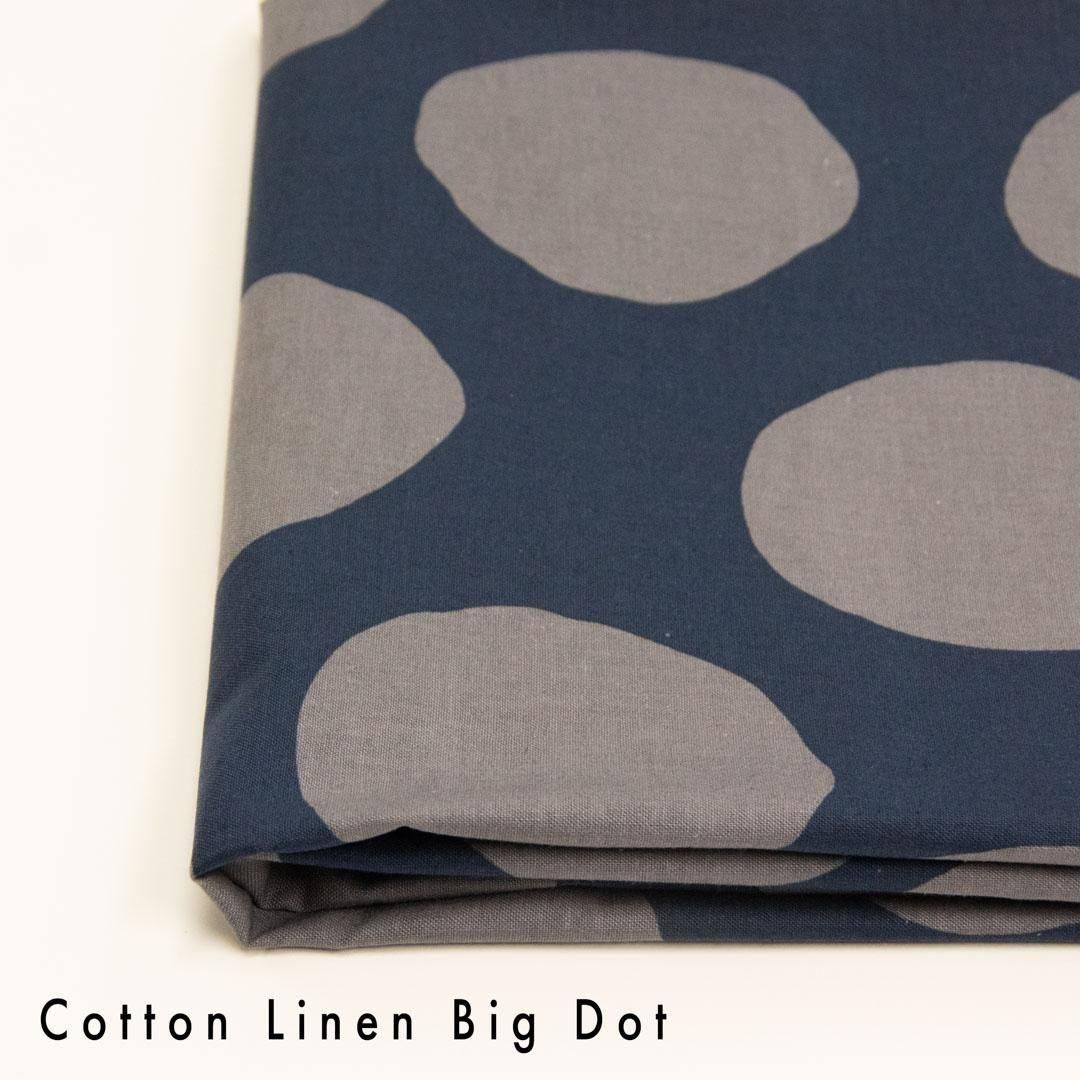 コットンリネンビッグドット|Cotton Linen Big Dot|25238-5 ネイビー グレー