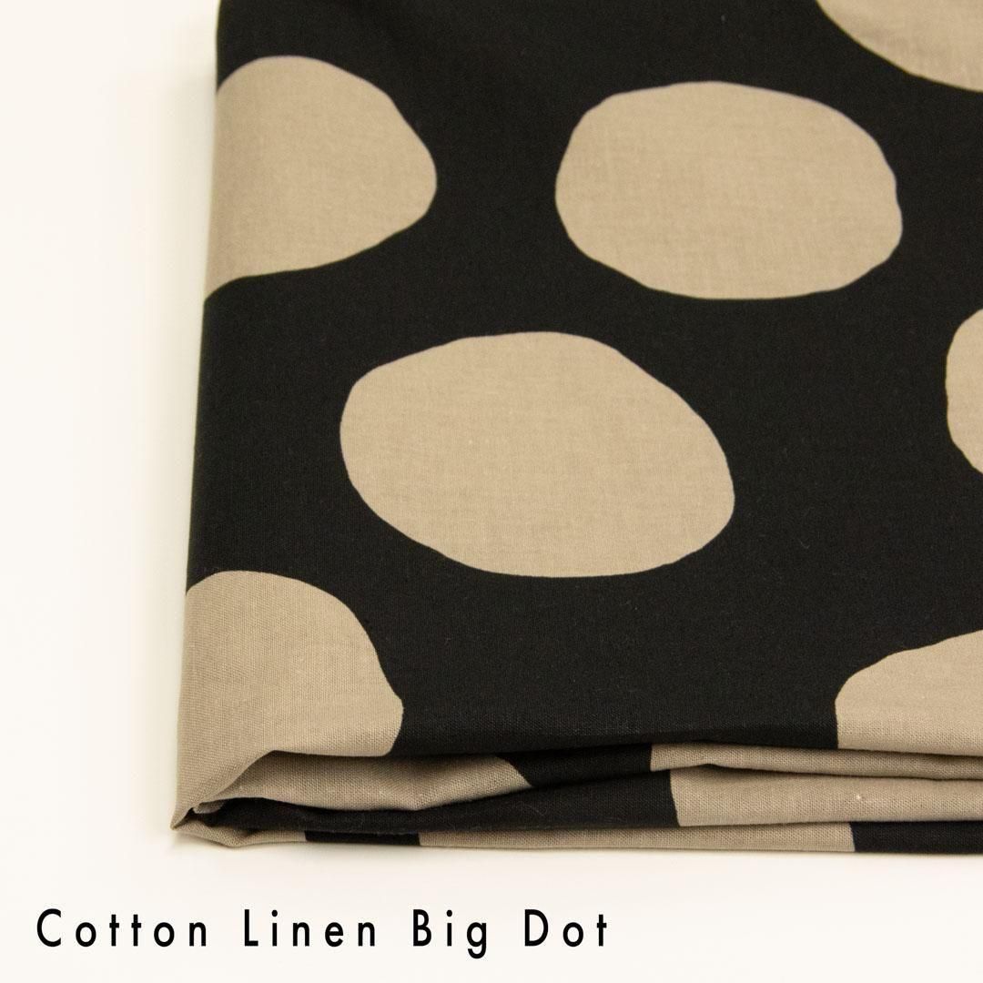 コットンリネンビッグドット|Cotton Linen Big Dot|25238-6 ブラック グレージュ