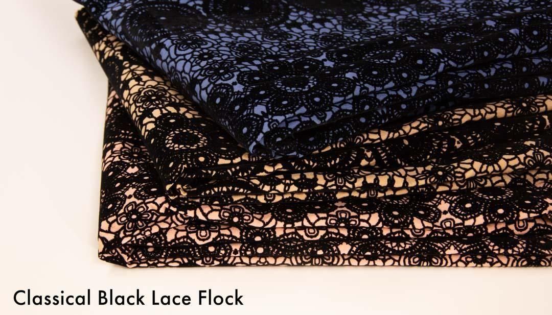 ブラックレースフロッキーシャンタン | おしゃれなファブリック
