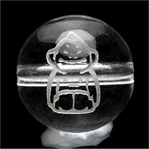 《縁起物》水晶彫刻ビーズ『ビリケン』の彫刻10mm 【1個】