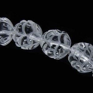 粒売り】天然水晶 ロータスカット 蓮の花ビーズ