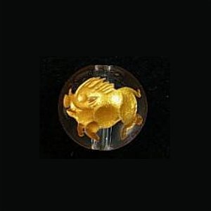 《干支縁起物》水晶彫刻ビーズ『猪（亥年）』金箔10mm 【1個】 《無病息災》