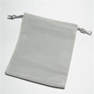 高品質 巾着袋 ベロアポーチ（シルバーグレー） ブレスレットポーチ 105X120mm
