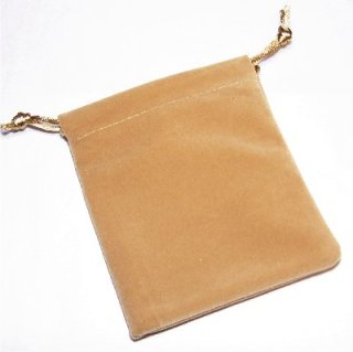 高品質 巾着袋 スウェード調ポーチ（ベージュ） ブレスレットポーチ 100X120mm 【1枚】