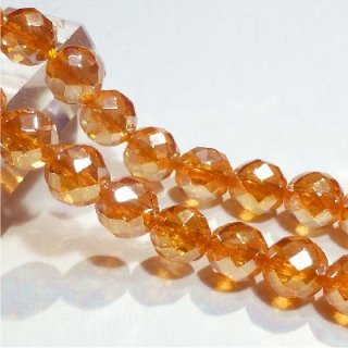 オレンジフラッシュ水晶 64面ラウンドカット6mm 【1個】