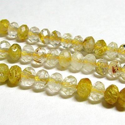 【中国産】ルチルクォーツのビーズ ルチルクォーツ | ボタンカット - 天然石ビーズ粒売り｜咲耶開運堂