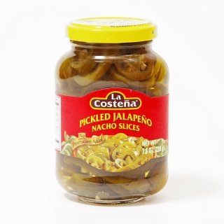 ハラペーニョ 唐辛子の酢漬け（スライス）220g Pickled Jalapeno Nacho Slices [La Costena]｜メキシコ料理食材