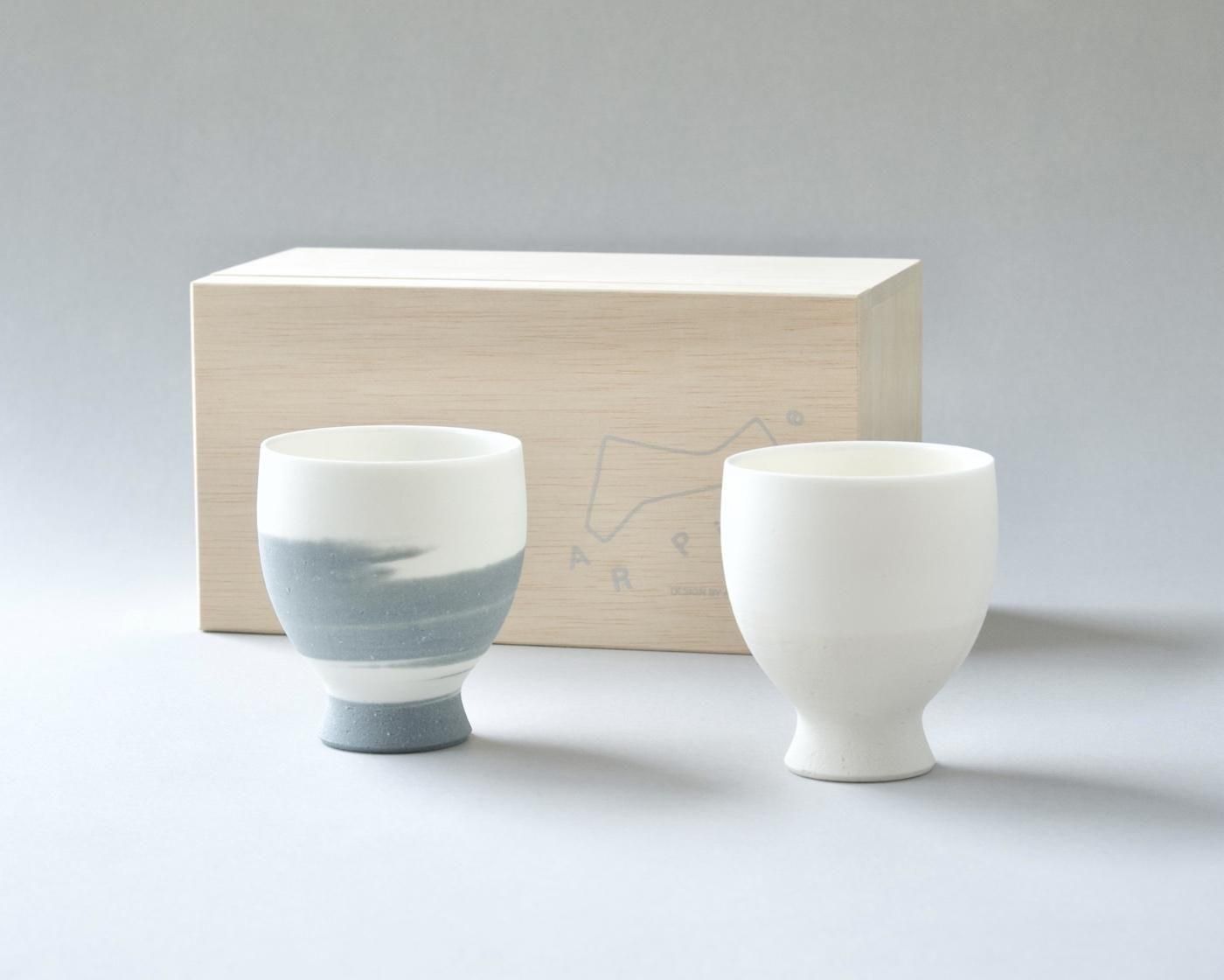 GOBLET PAIR SET WHITE&GRAY Ȣ