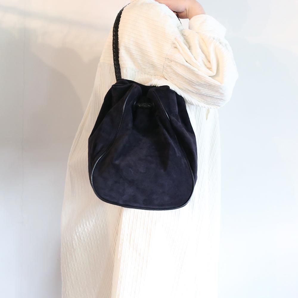 nuitomeru _ピッグスエード巾着バッグ-L（PSKT-L）BK（黒） - NODE
