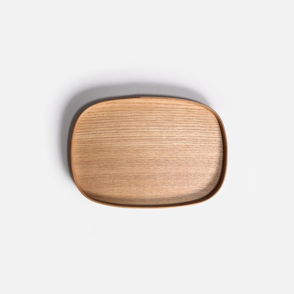 ハンドメイド 木彫り（洋彫）オーバル形トレイ インテリア・生活道具