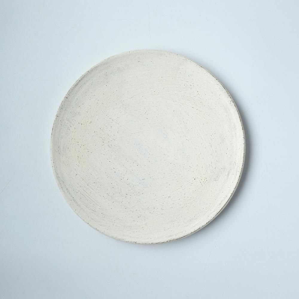 二階堂明弘　焼締リム皿 二階堂 明弘 _ 焼締め プレート（白） - NODE