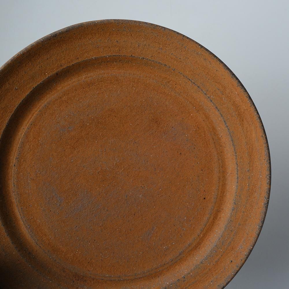 二階堂明弘　焼締リム皿 二階堂 明弘 _ 焼締め リムプレート（赤） - NODE