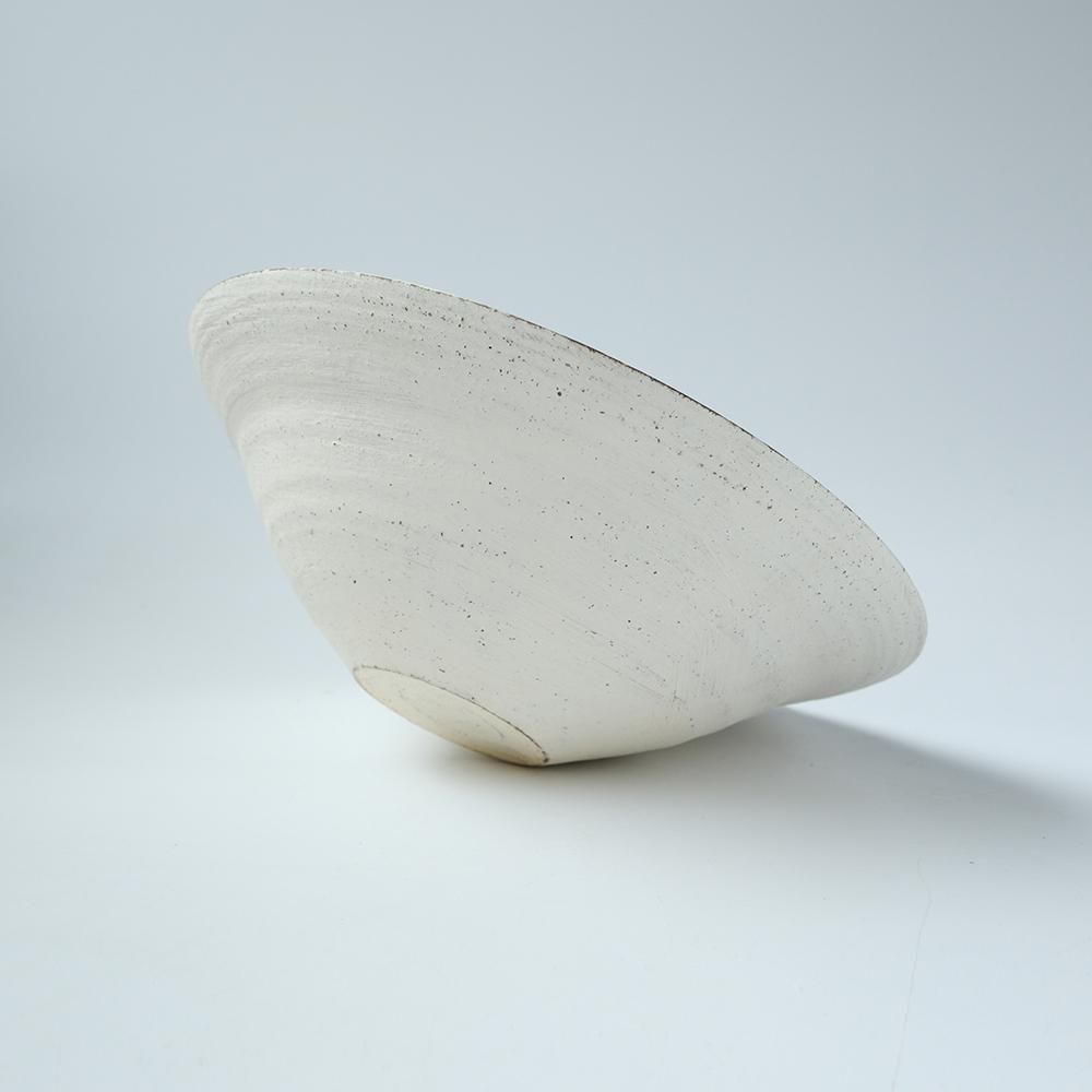 二階堂 明弘 _ 焼締め リム鉢・大（白） - NODE