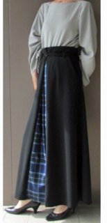 キットセットフロントプリーツチェックロングスカート(KSK-0087)