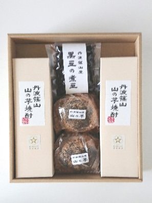 《ギフト用》丹波篠山産　山の芋・山の芋焼酎２本・黒豆煮豆セット
