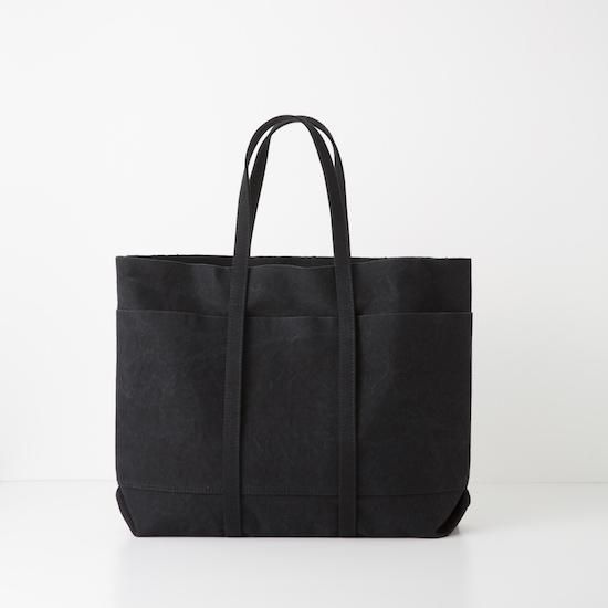 かこ4.5.6月分B A054WASHED CANVAS 6POCKETS TOTE(M)BLACK - amiacalva