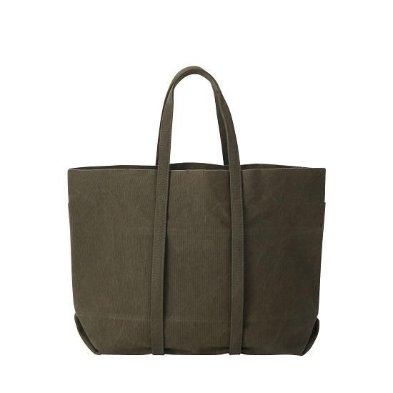A054WASHED CANVAS 6POCKETS TOTE(M)KHAKI - amiacalva