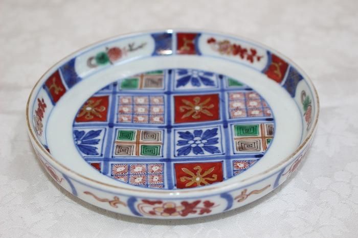 大皿 古伊万里 526. B-526大聖寺伊万里染錦間取4寸 小皿全18客バラ売り - 石川県