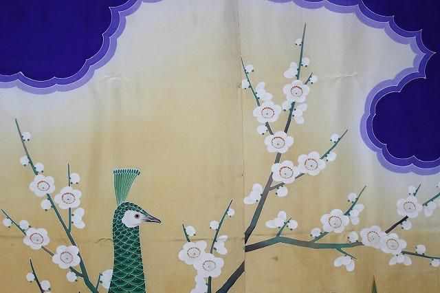 加賀友禅　花嫁のれん　孔雀 加賀友禅 花嫁のれん 花嫁暖簾 孔雀 手描き 花嫁のれん号 花嫁
