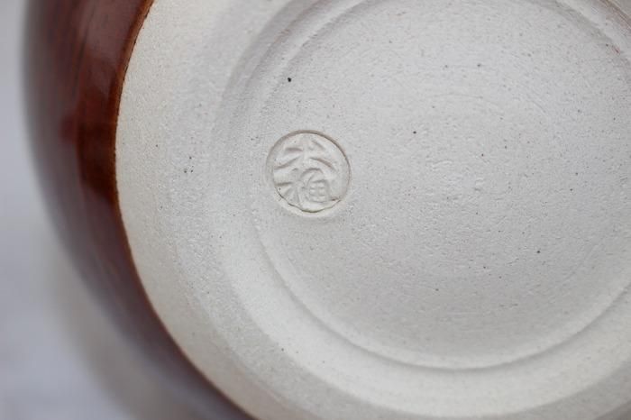 A-1144大樋焼飴釉双鳥文花入れ一十代大樋長左衛門(陶冶斎