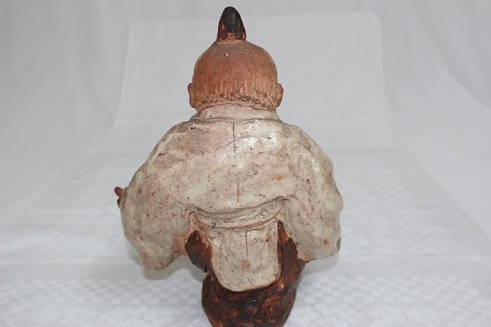 I-404春日山楽焼加賀萬歳遊置物 金沢花山窯名工納賀花山作