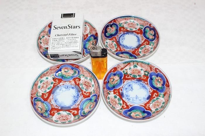 伊万里焼　アンティーク B-652伊万里焼染錦間取花文小皿全4客バラ売 - 石川県金沢の骨董