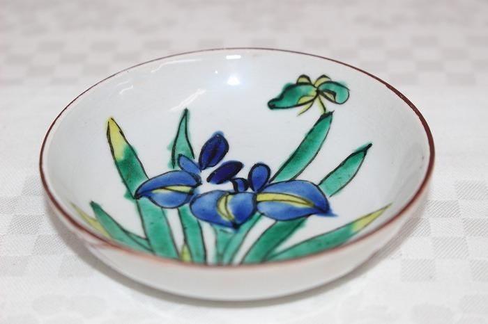 B-654九谷焼色染付菖蒲文小皿全8客バラ売 - 石川県金沢の骨董品のお店