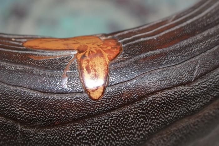 C-430金沢市伝統工芸品桐火鉢花蝶文蒔絵螺鈿付火鉢一対 - 石川県金沢の