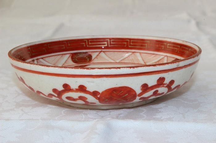 B-684九谷焼赤絵染付花文3寸半小皿全8客バラ売 - 石川県金沢の骨董品