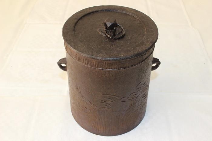 B419b「古代瓦 茶托 5枚」龍雲堂造(蓋裏書付有)平安 銅製 茶道具