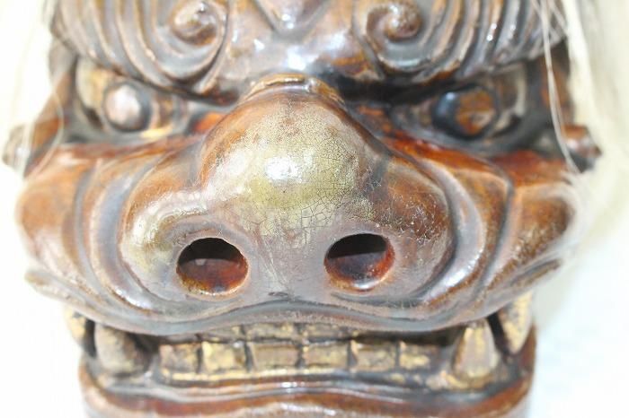 新品大樋やき　獅子がしら I-452大樋焼飴釉向獅子香炉 名工九代大樋長左衛門作 - 石川県