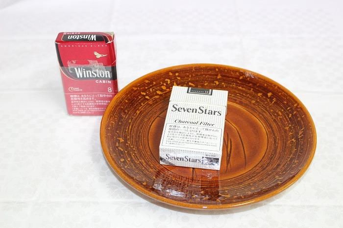 A-1268大樋焼飴釉双鳥文飾皿 十代大樋長左衛門造 - 石川県金沢の骨董品