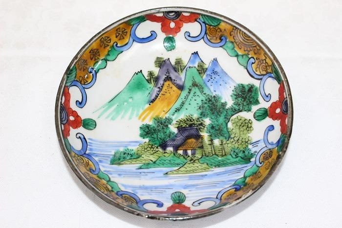 B-701九谷焼五彩染付山水文小皿バラ売 九谷印付 - 石川県金沢の B-701九谷焼五彩染付山水文小皿バラ売 九谷印付 - 石川県金沢の