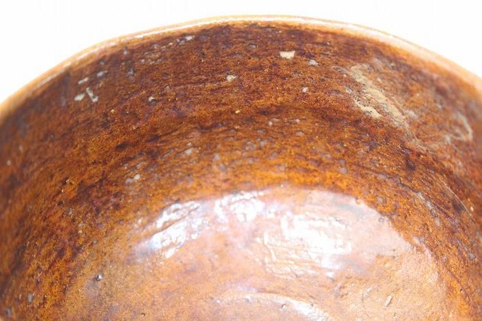 I-461☆大樋焼飴釉抹茶碗 名工八代大樋長左衛門(宗春)造 - 石川