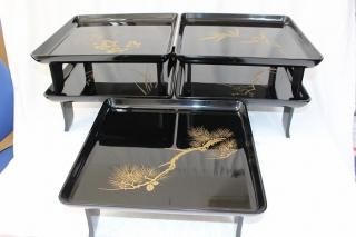 小松芳光作/蒔絵犬図長方盆/加賀蒔絵/石川県無形文化財/共箱 小松芳光作/蒔絵犬図長方盆/加賀蒔絵/石川県無形文化財/