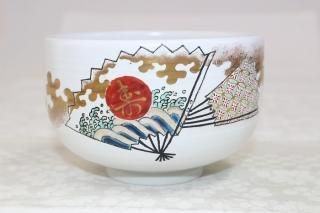 久谷　谷口骨董 KS-758九谷焼色染付瑞祥鳥小紋酒盃全4客揃え 九谷故河上龍三作