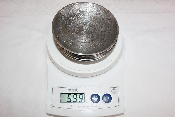 D-607純錫造五君子文茶托5枚組 京都鍛栄工房造記念品 - 石川県