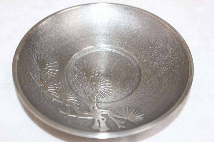 D-607純錫造五君子文茶托5枚組 京都鍛栄工房造記念品 - 石川県 D-607純錫造五君子文茶托5枚組 京都鍛栄工房造記念品 - 石川県