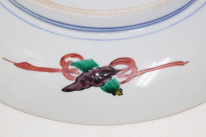 K-1719九谷焼色染付古九谷風飾皿 九谷女流名人長谷川紀代造 - 石川県