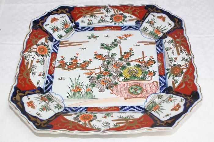 ご成約】明治伊万里 色絵金彩 桜に藤紋 7寸皿 1枚 骨董