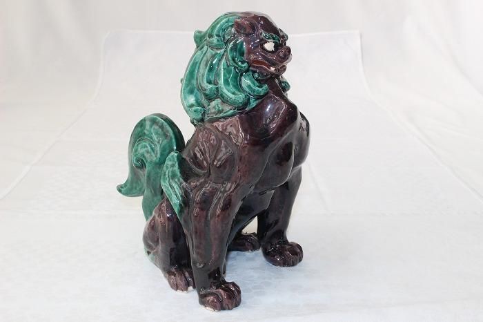 九谷焼狛犬　縁起置物 2870 九谷焼 玉乗り獅子 狛犬 シーサー 置物 開運 魔除け 縁起物