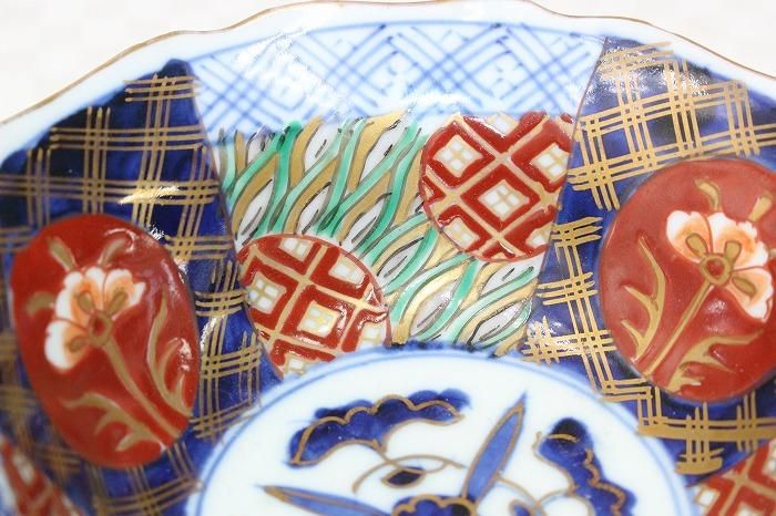 大聖寺伊万里焼染錦花文 6寸皿 A-1328大聖寺伊万里焼染錦間取花文向付小鉢壱客 - 石川県金沢の