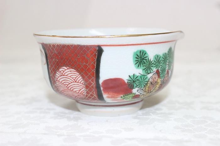 B-759九谷焼庄三手転写唐人文番茶器揃え碗10客組 九谷陶香窯謹製