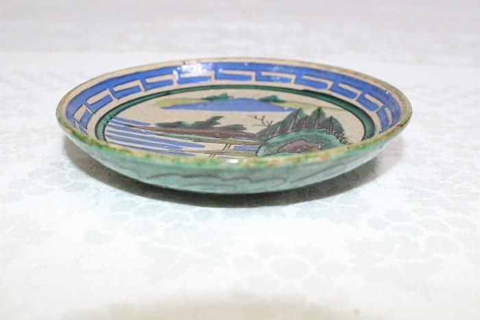 B-764九谷焼青手染付山水文小皿五客揃 角福印松山窯造 - 石川県金沢の