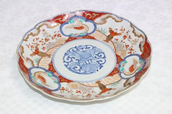 A-1361伊万里焼染錦唐子花文7寸飾皿 富貴長春印付 - 石川県金沢 A-1361伊万里焼染錦唐子花文7寸飾皿 富貴長春印付 - 石川県金沢