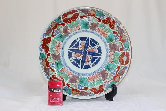 A-1363伊万里焼色染付十字花文尺三寸飾大皿 - 石川県金沢の骨董